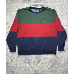 Chaps Sweatshirt Mens XXL Colorblock Crest Embroider Crewneck 90s Y2K Prep READ